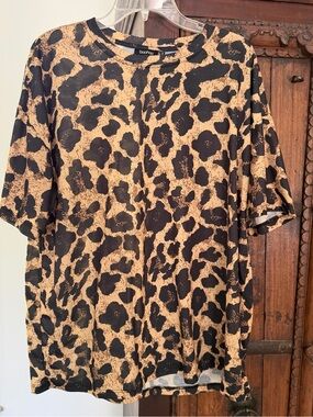 Leopard Print Short Sleeve Shirt Tan & Black